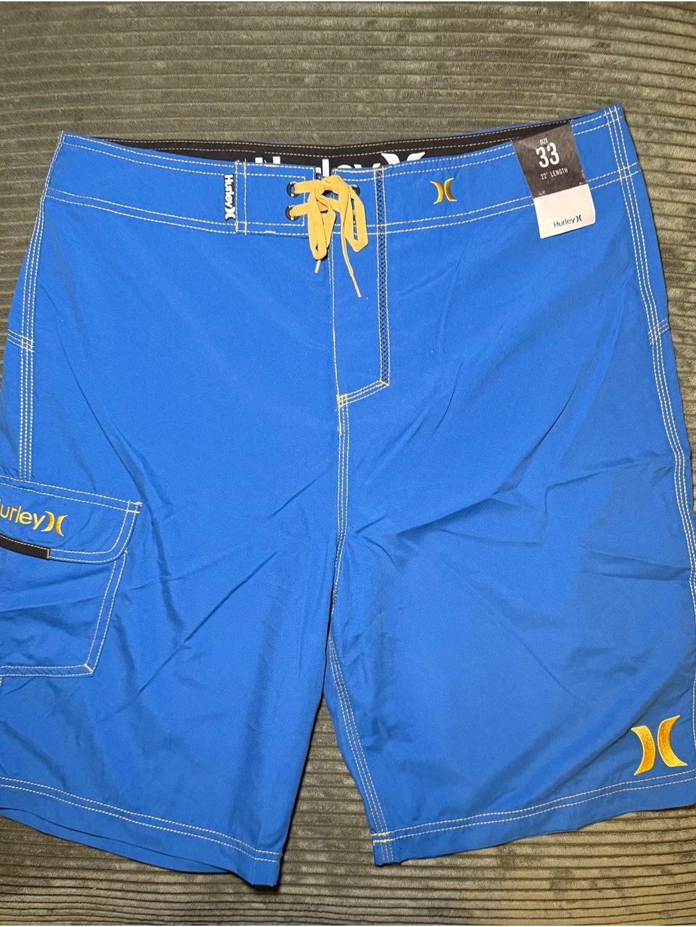 Hurley Men's Royal Blue Boardshorts with Yellow Accents